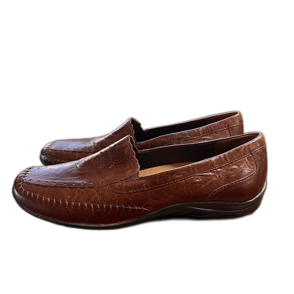 Elites by Walking Cradles Brown Leather Slip-On Loafers Women 8W Made in Brazil - Picture 2 of 8